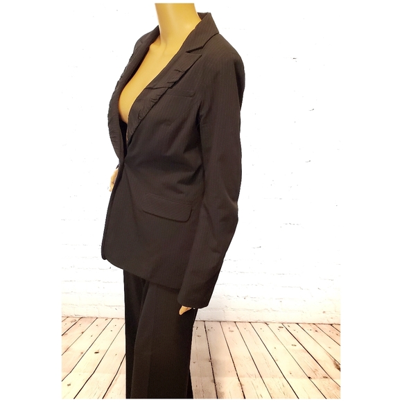 CAbi ruffle label black pinstripe pant suit - Picture 4 of 8